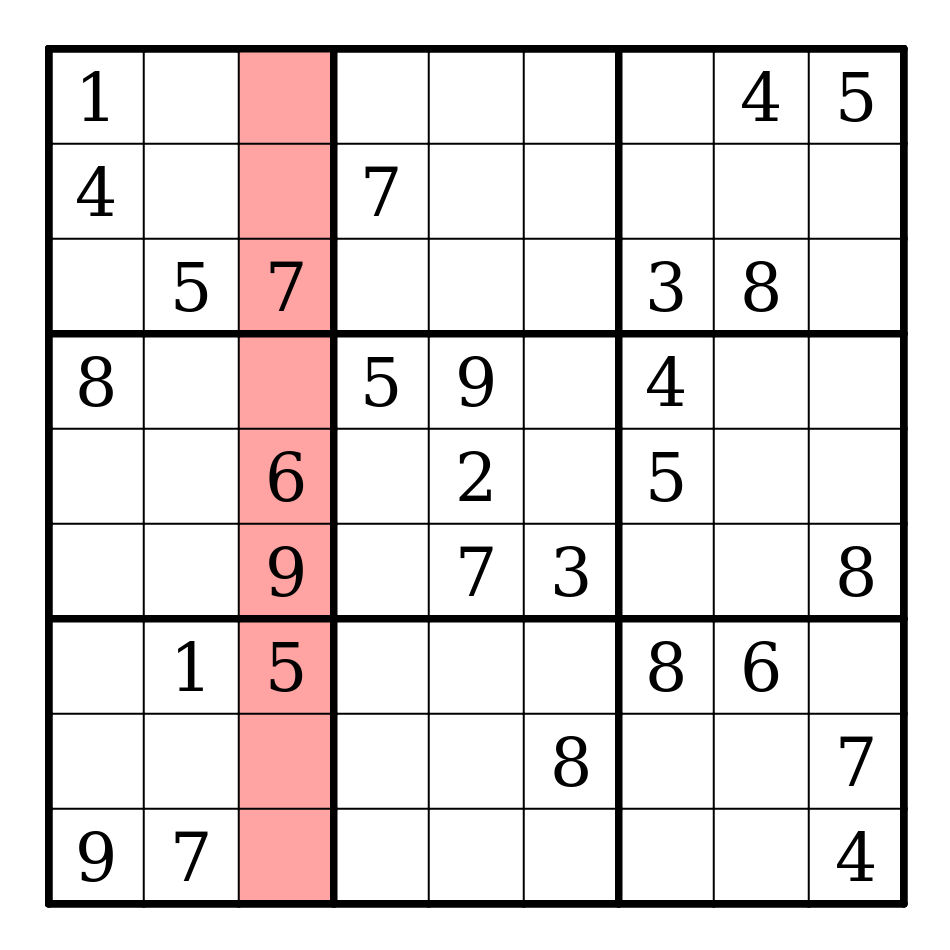 Image of Sudoku column.